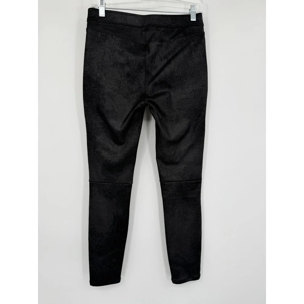 Free People Black Vegan Suede Moto Leggings High Rise Crackle‎ Finish Size 4